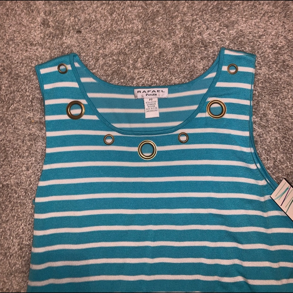 BRAND NWT Rafael Petite Blue & White tanktop sz PS - Picture 5 of 13